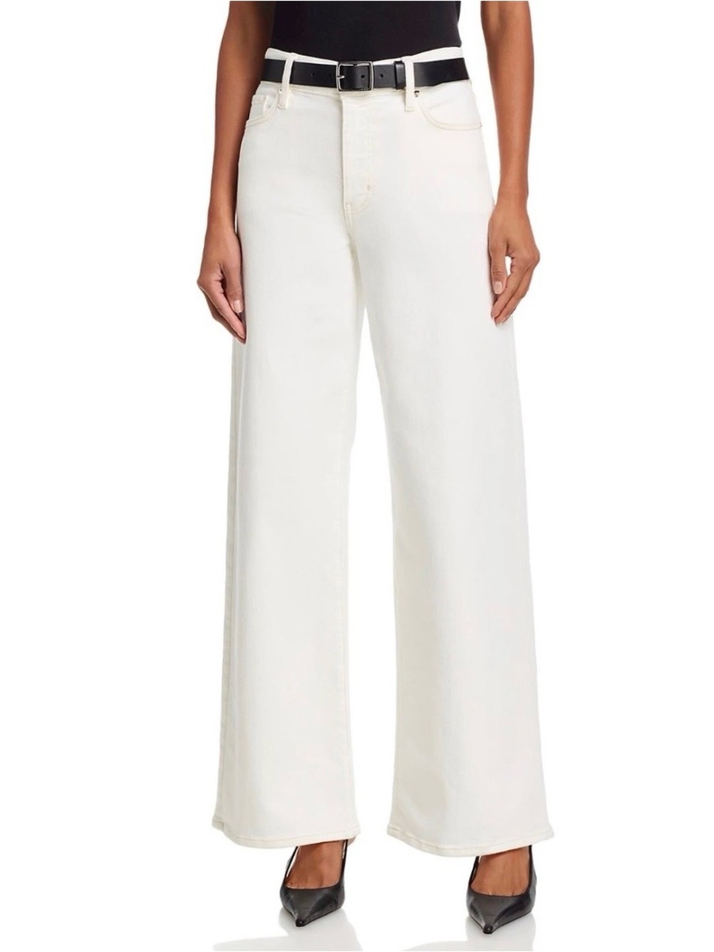 NWT Frame Le Slim Palazzo Denim White High-Rise Wide-Leg Jeans, Size 25